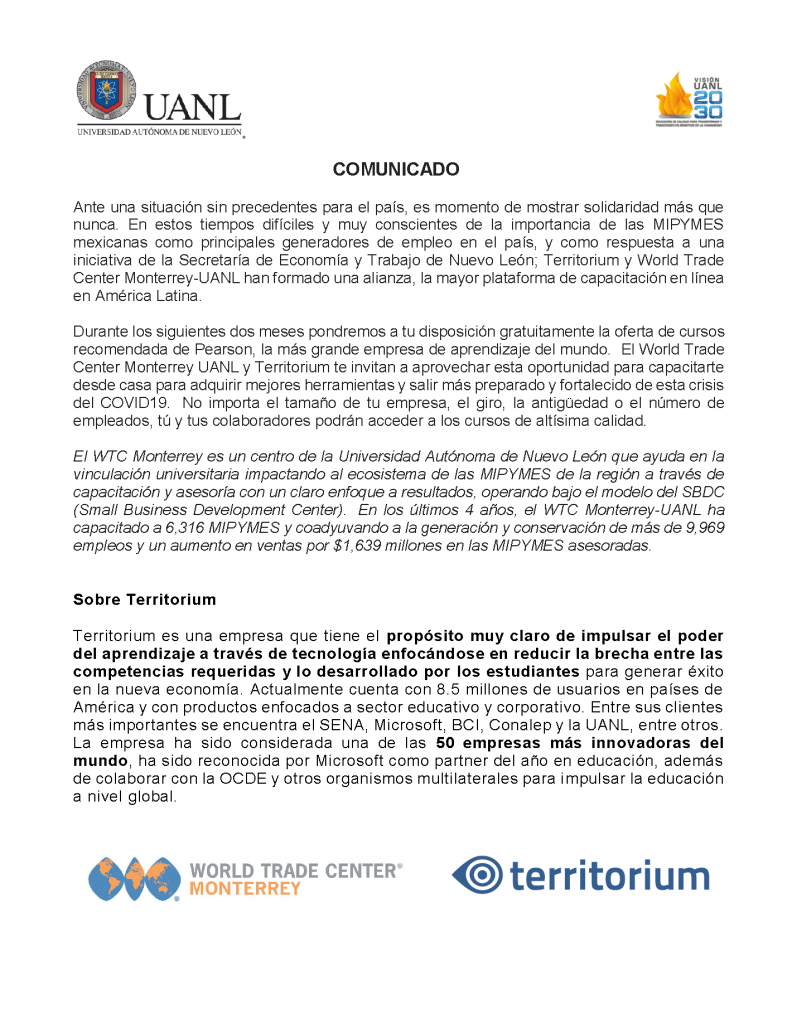Comunicado como respuesta a la iniciativa de la Secretaria de Desarrollo y Trabajo de Nuevo León.